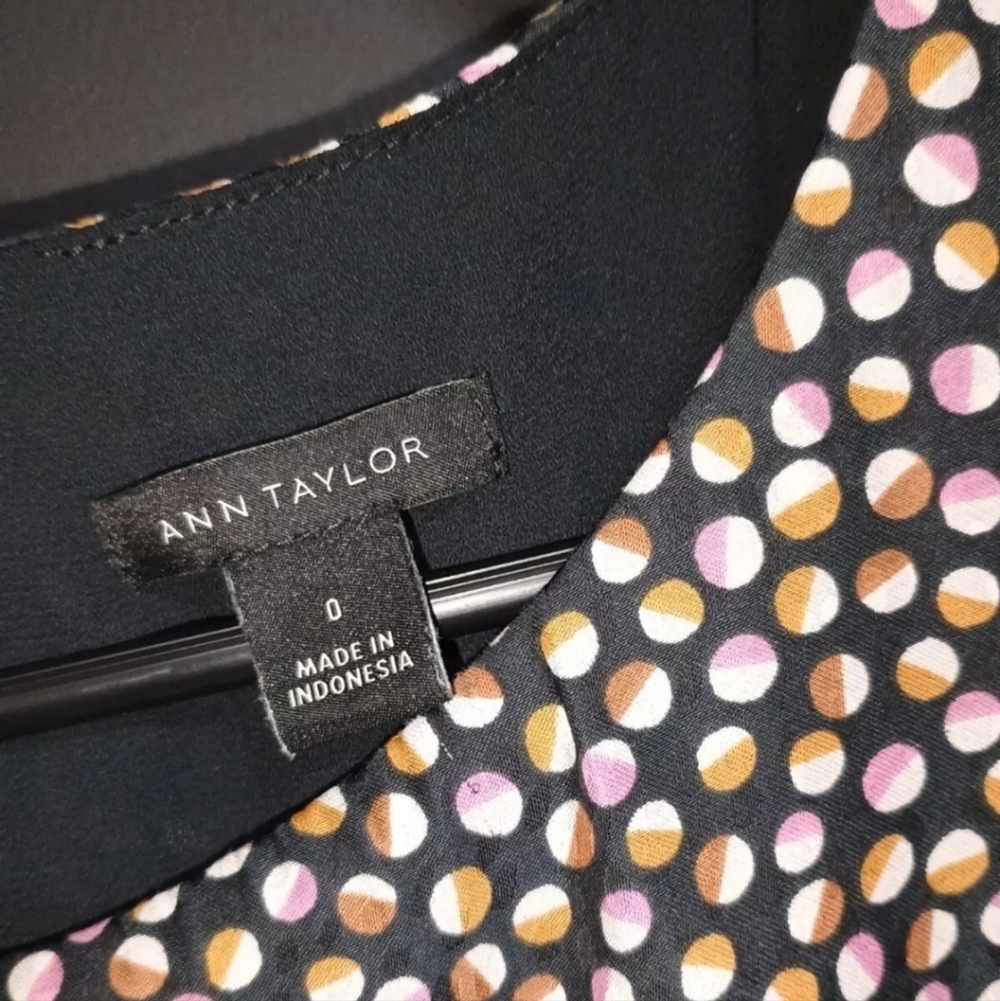 Ann Taylor Long Sleeve Polka Dot Dress Size 0 - Picture 2 of 6